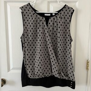 New York & Company Black and White Diamond Pattern Blouse